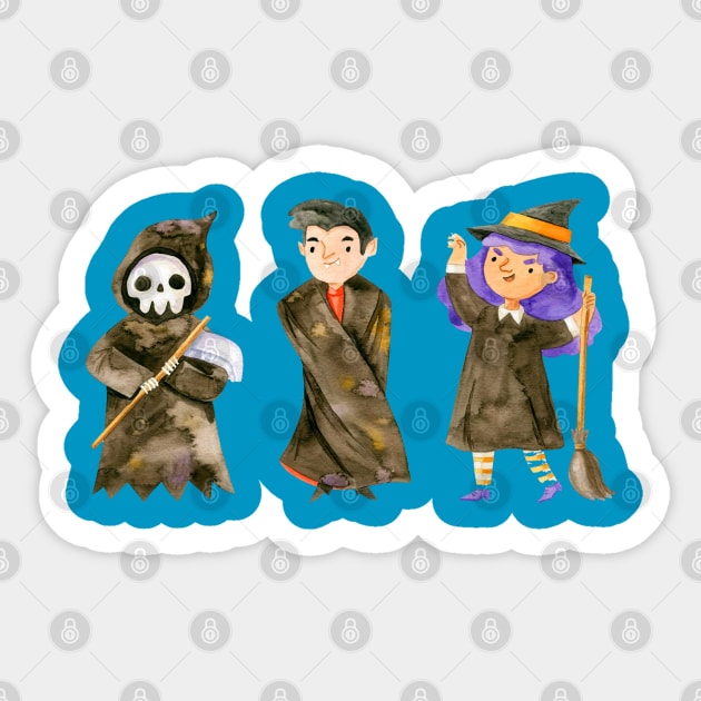 THE THREE HALLOWEEN CHARACTAR Sticker by Mako Design 